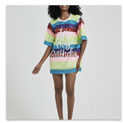 Sequin Dress - It's my Birthday Neon (One Size)